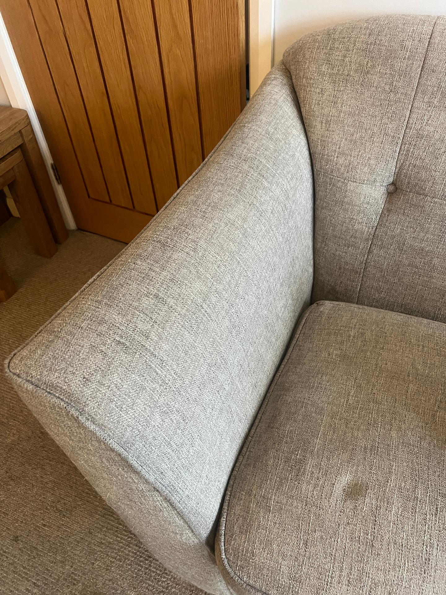 Stained sofa cushion cleaned in Stafford, after professional cleaning