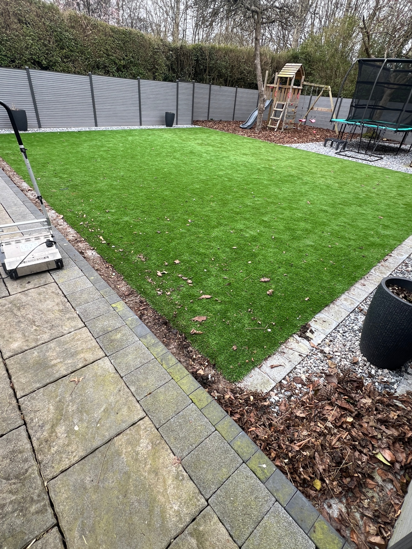 Artificial grass deep clean, Stafford garden, before professional cleaning