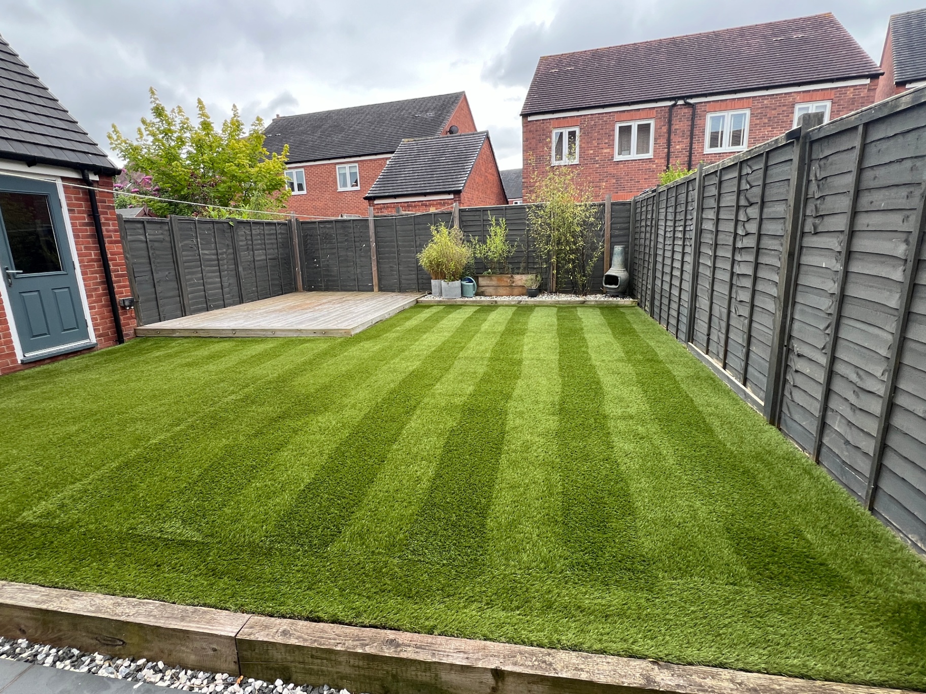 Artificial lawn restoration, Stafford, after professional cleaning