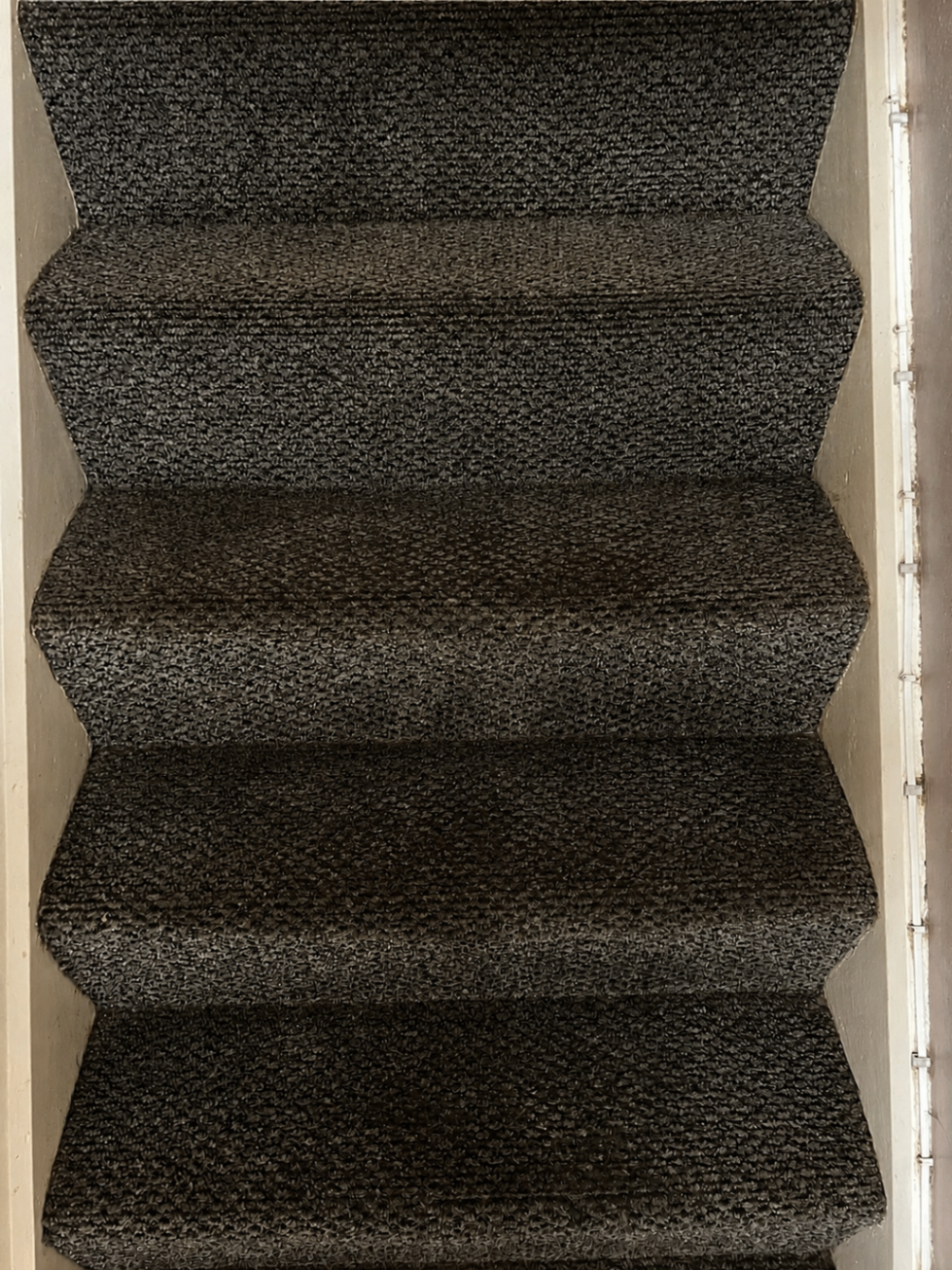 Dark stair carpet restored with professional cleaning in Stafford, before professional cleaning