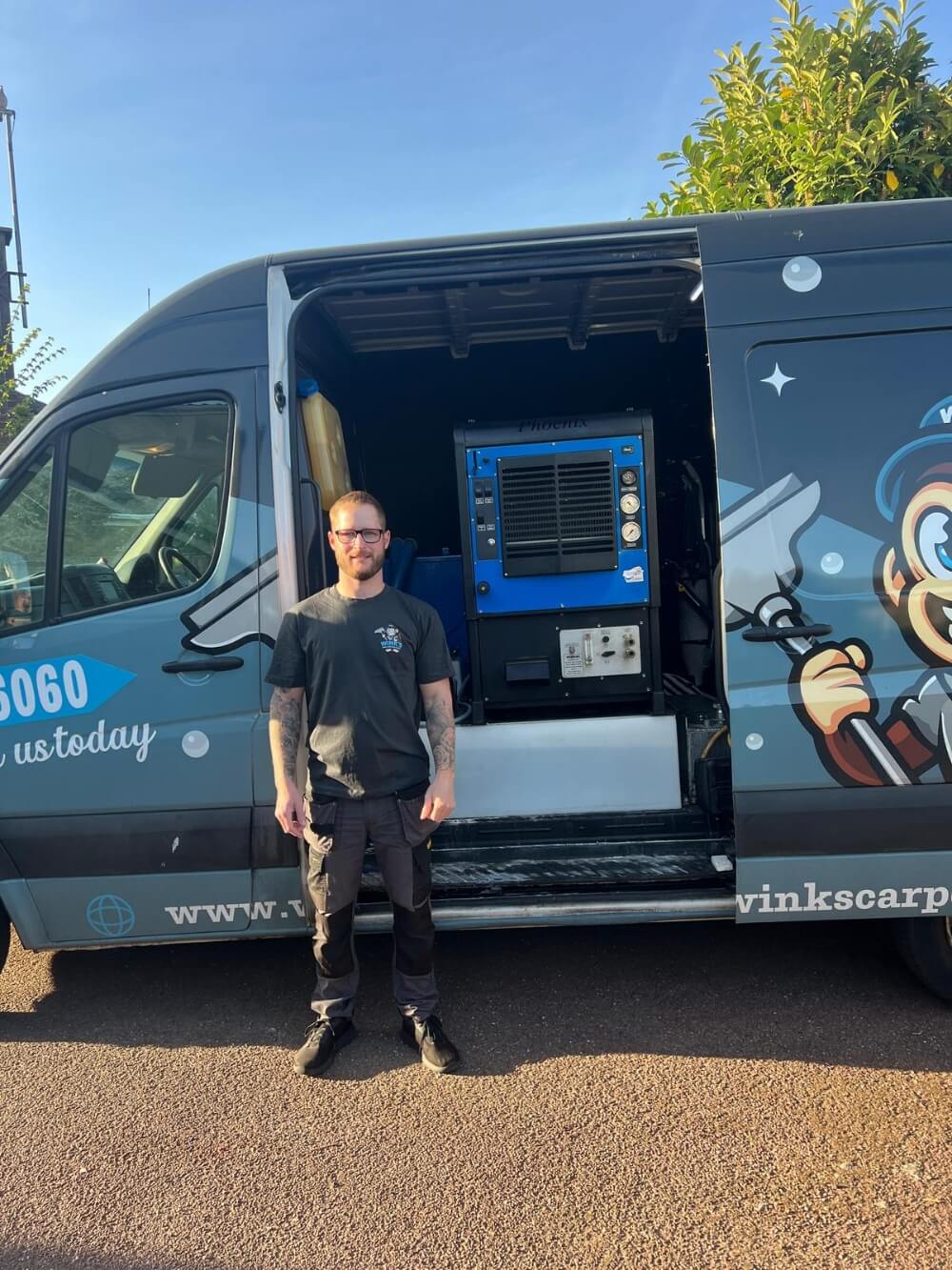 Jack from Wink's carrying out professional carpet work in Stafford